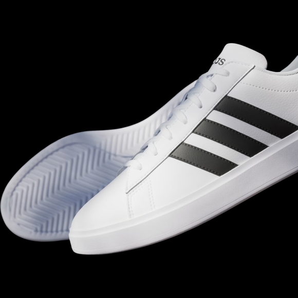 Adidas Grand Court 2.0 White with Black Stripes - Picture 8 of 9
